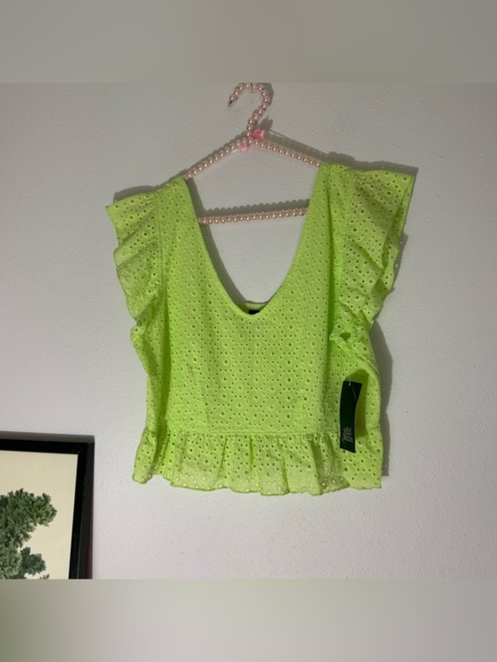 Target Wild Fable NWT lime green eyelet peplum top size Medium